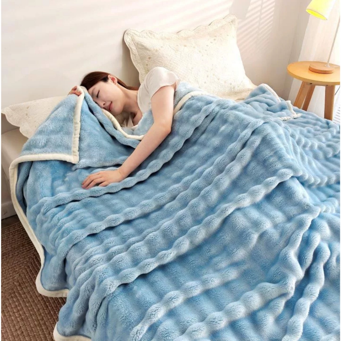 Luxury bubble flannel blanket
